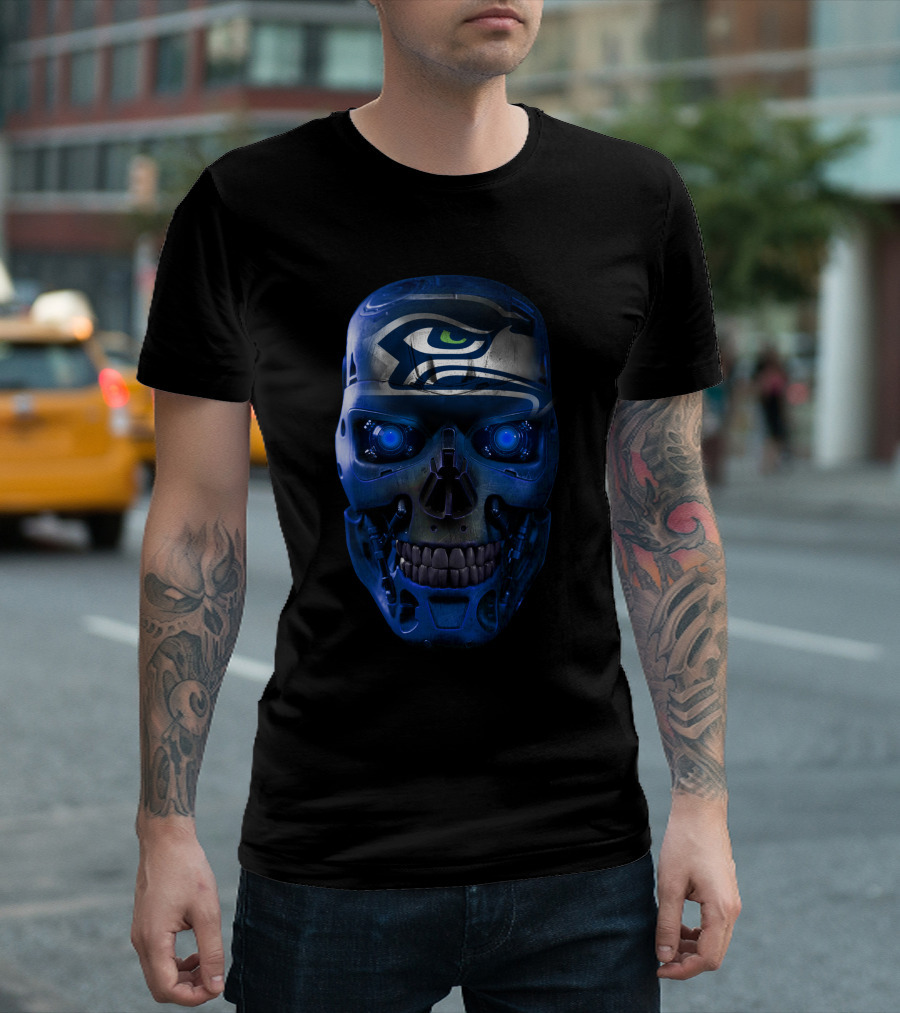 Seahawks Skull Robot Futuristic T-Shirt
