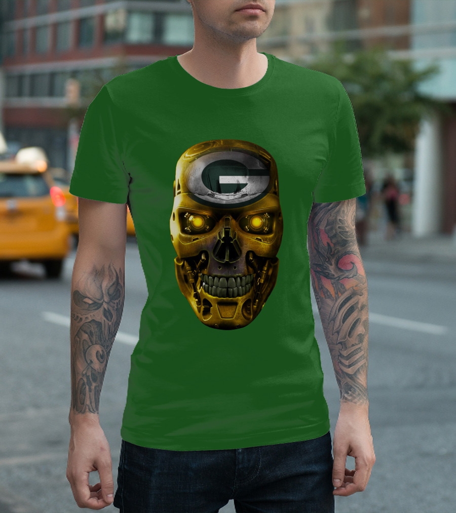 SKULL PACKERS WITH GREEN BAY FACEPLATE T-Shirt