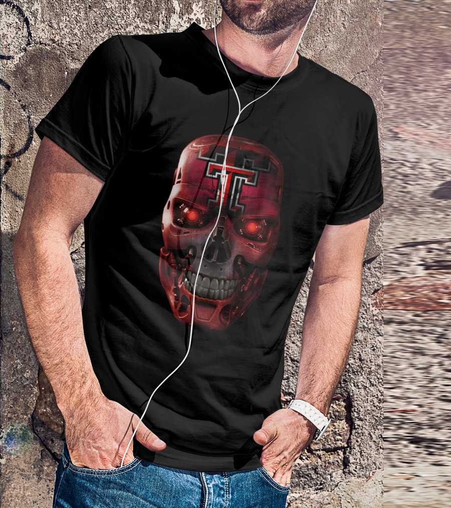 TEXAS TECH RED RAIDERS SKULL ROBOTIC FACE T-Shirt
