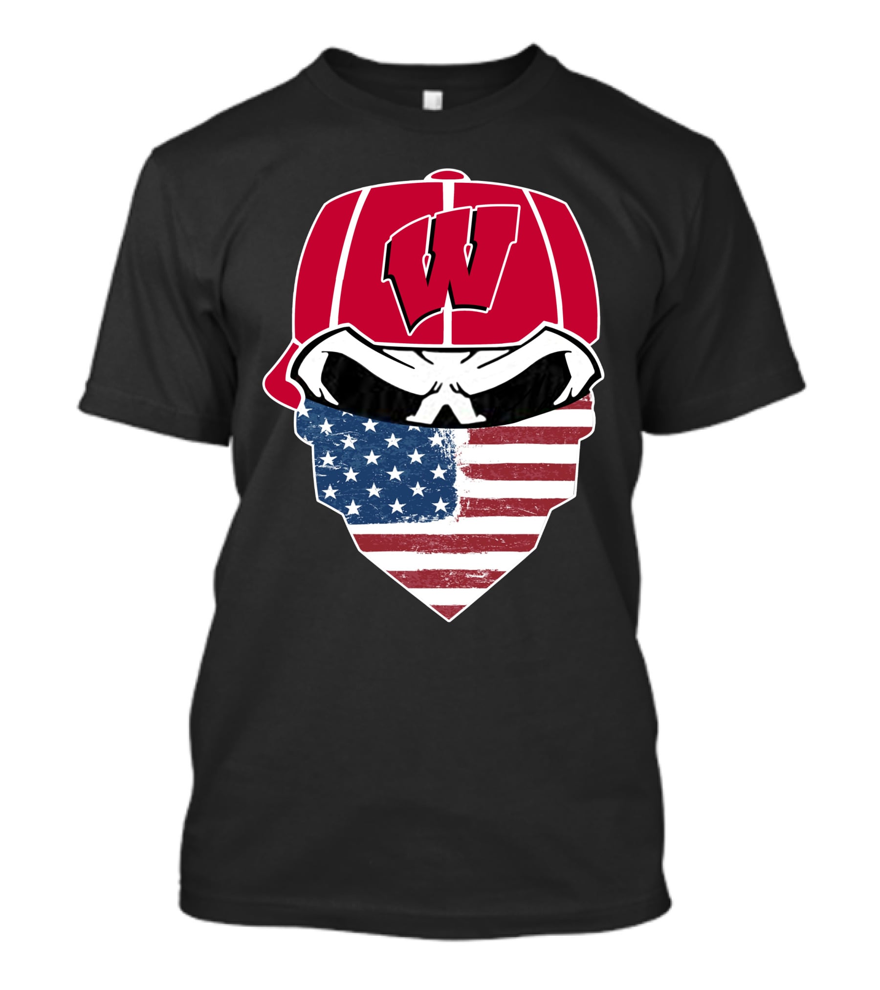 Badgers Skuls W Bandana American Flag T-Shirt