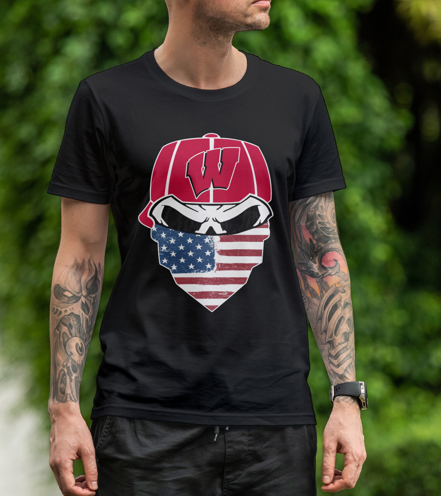 Badgers Skuls W Bandana American Flag T-Shirt