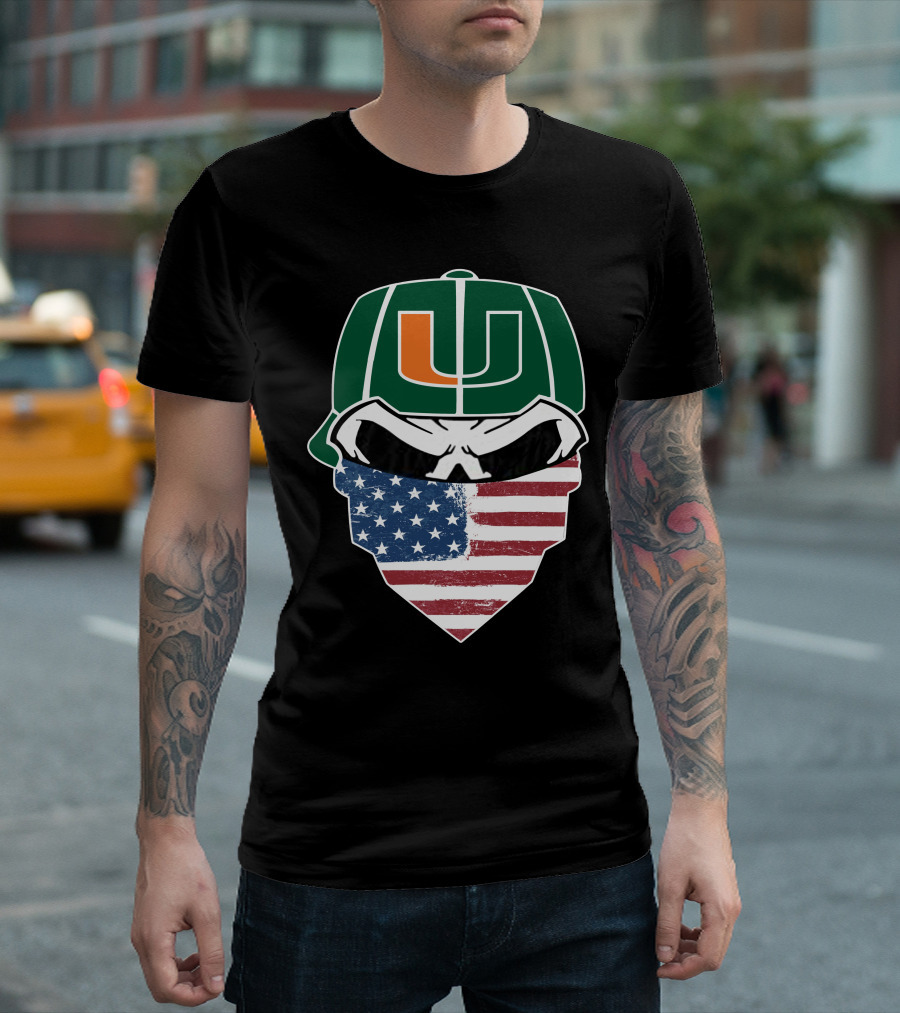 Hurricanes Skulls U American Flag Bandana T-Shirt