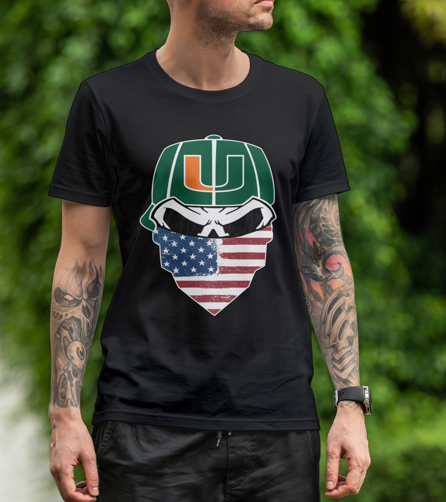 Hurricanes Skulls U American Flag Bandana T-Shirt