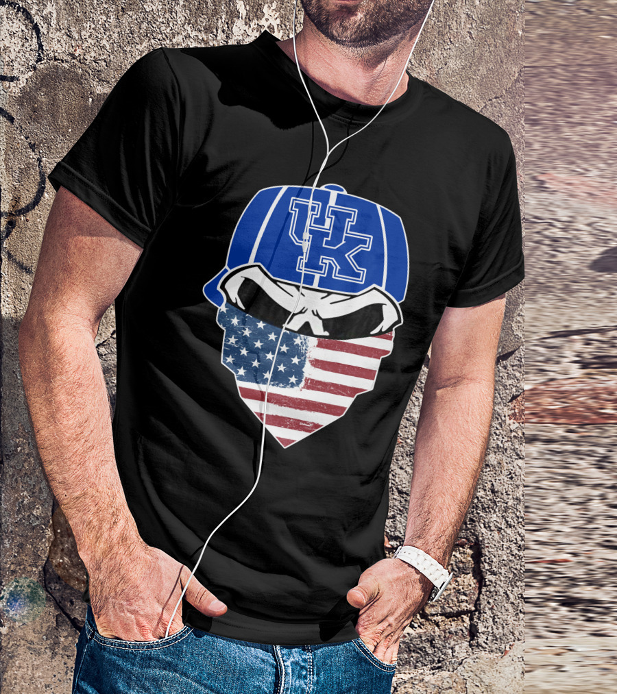 Kentucky Wildcats Skulls UK Flag Bandana Hat T-Shirt
