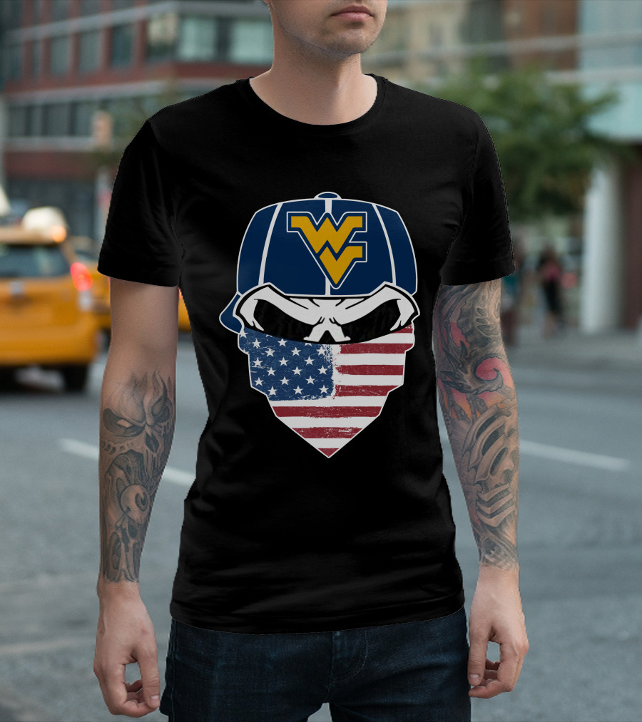 Mountaineers Skuls American Flag Bandana WV T-Shirt