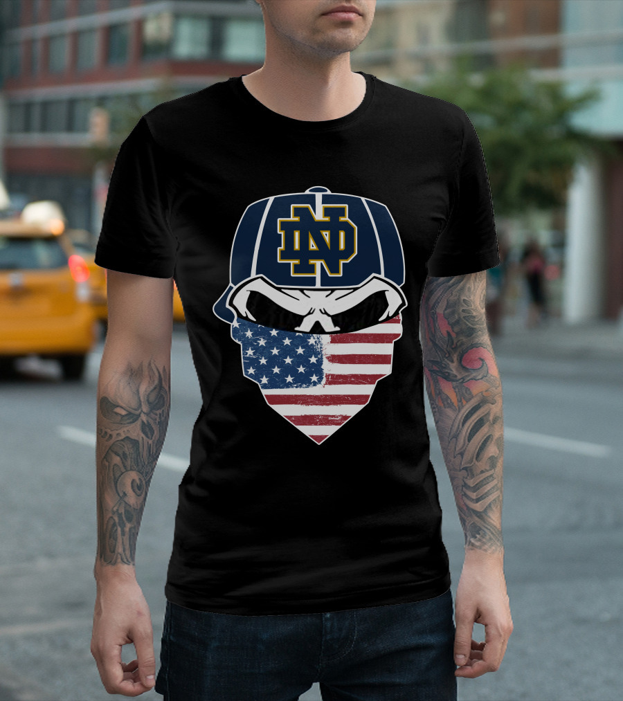 Notre Dame Skulls USA Flag Bandana ND Cap T-Shirt