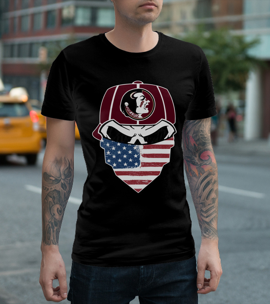 Seminoles Skulls Mask with American Flag and Tribal T-Shirt