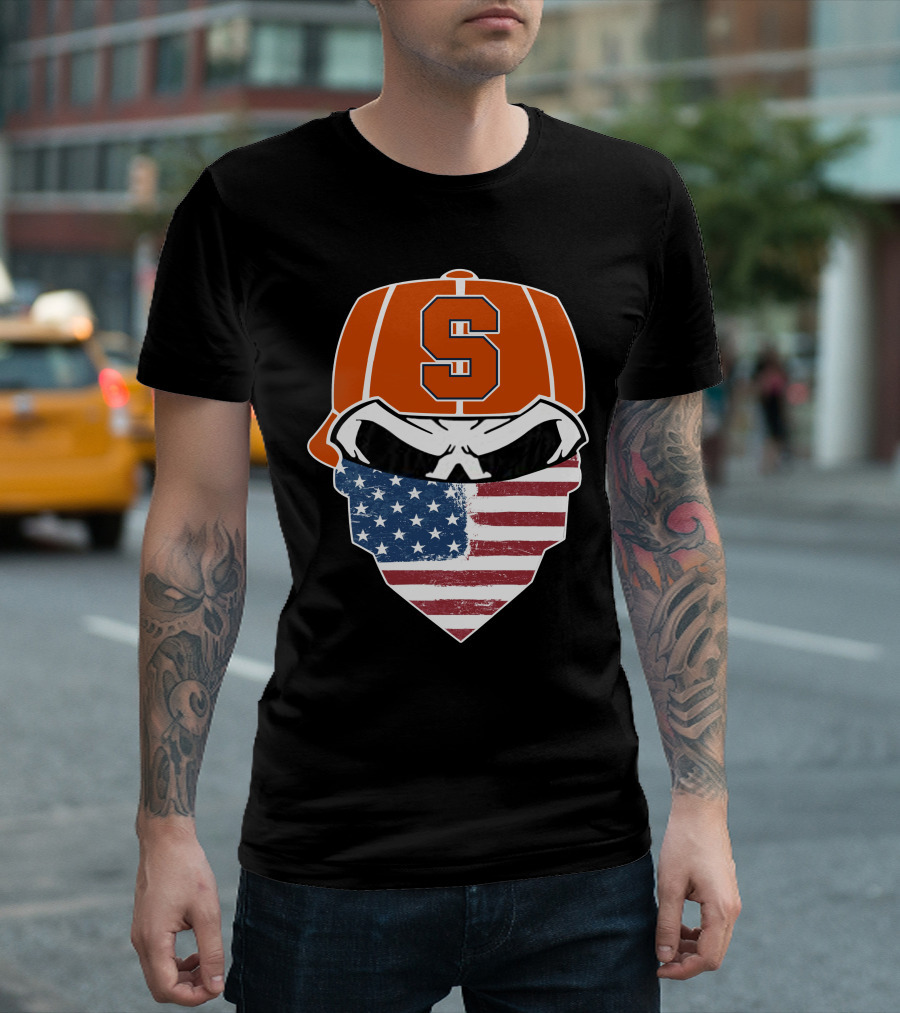 Syracuse Orange Skull American Flag T-Shirt