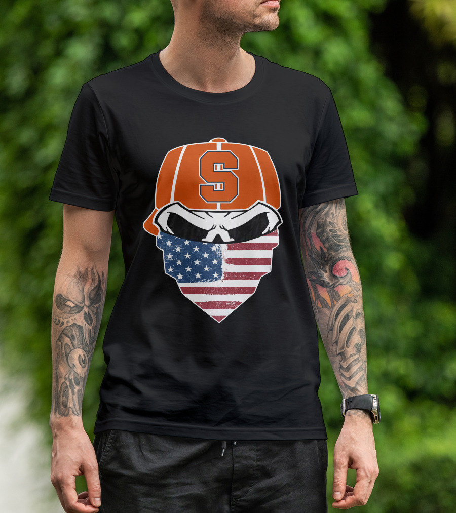 Syracuse Orange Skull American Flag T-Shirt