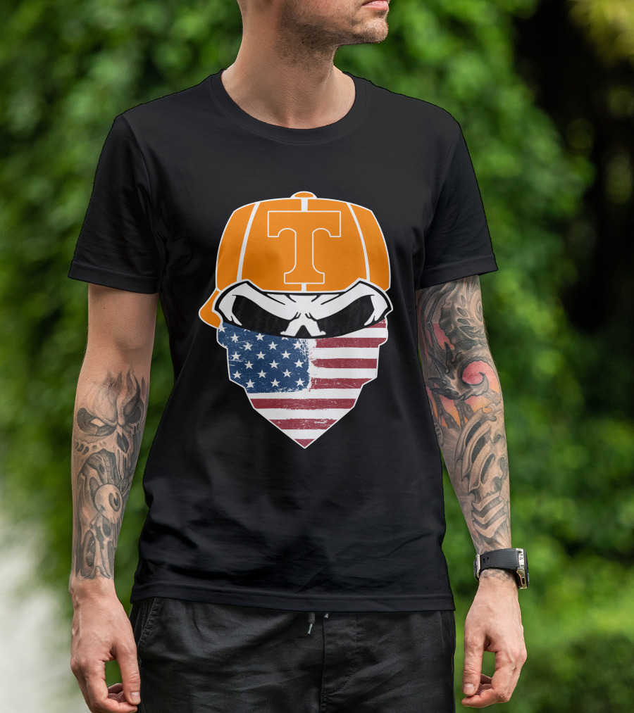 Tennessee Volunteer Skuls American Flag Bandana T-Shirt