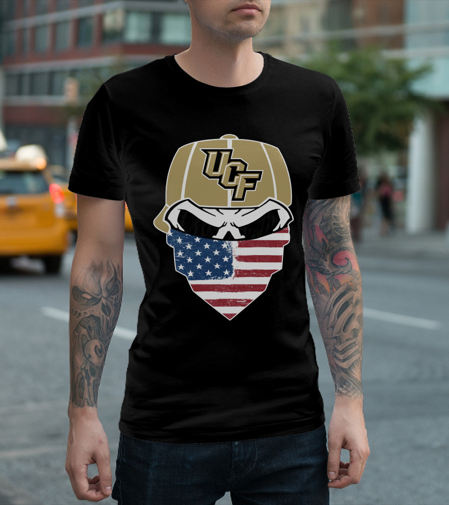 UCF Knights Skull with American Flag Bandana Hat T-Shirt