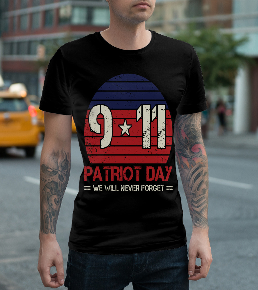 9.11 Patriot Day We Will Never Forget Star And Stripes T-Shirt