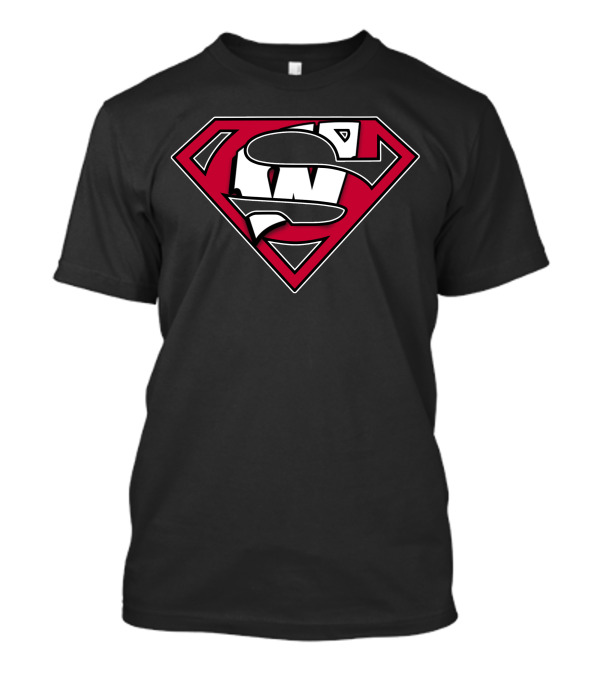 Superman Wisconsin Badgers Logo Combination T-Shirt