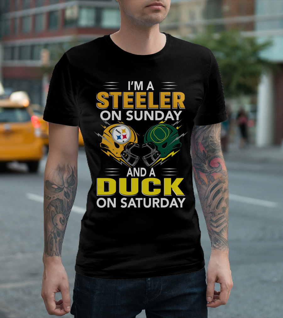 I'm A Steeler On Sunday And A Duck On Saturday Football Helmets T-Shirt