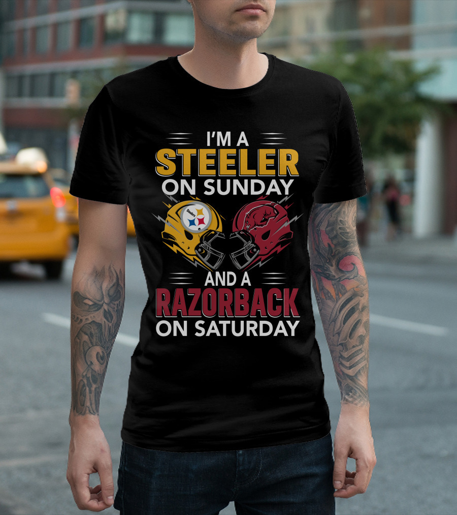 I'm A Steeler On Sunday And A Razorback On Saturday T-Shirt