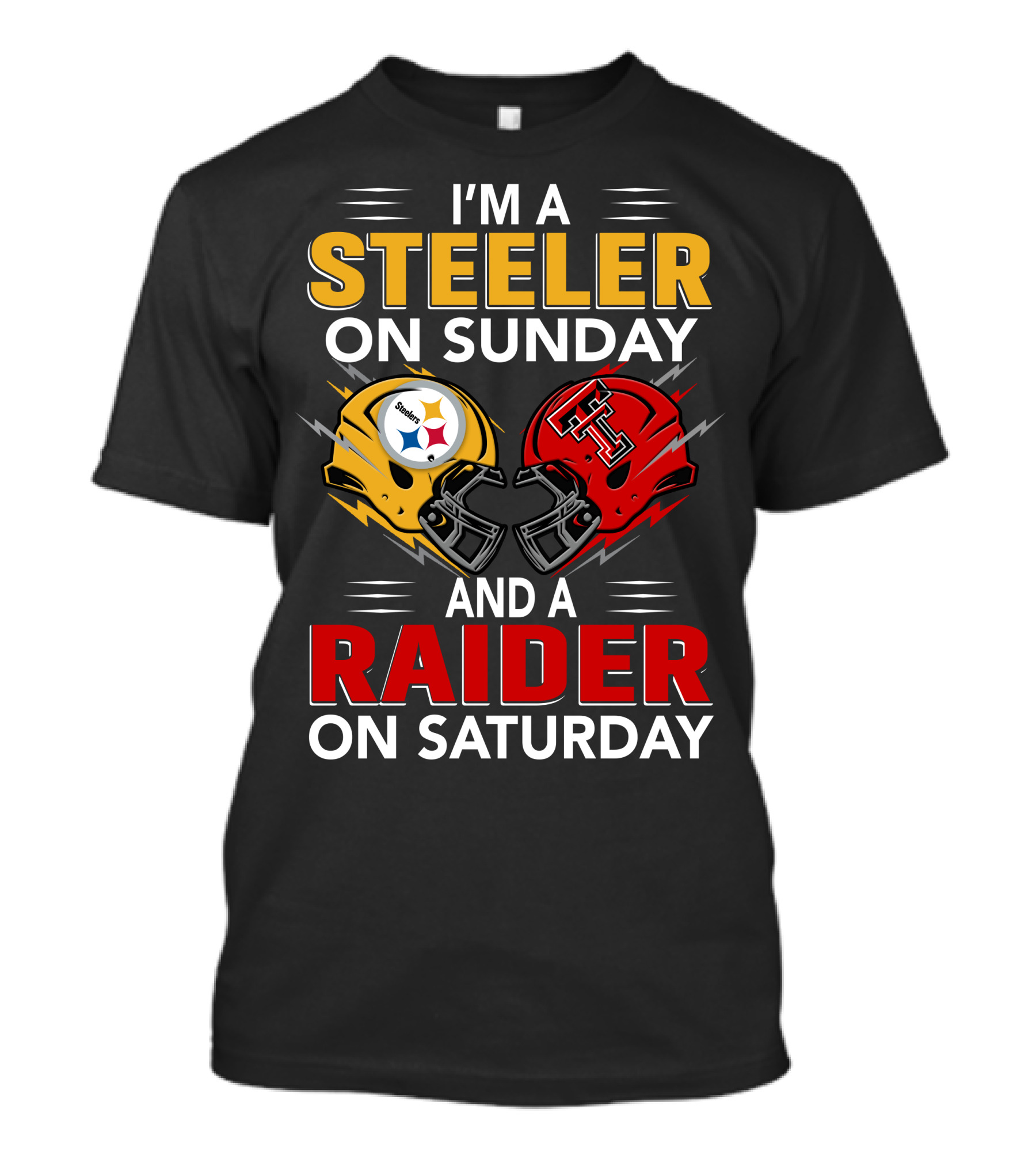 I'm A Steeler On Sunday And A Raider On Saturday Football Helmets T-Shirt