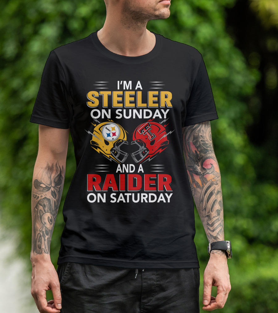I'm A Steeler On Sunday And A Raider On Saturday Football Helmets T-Shirt
