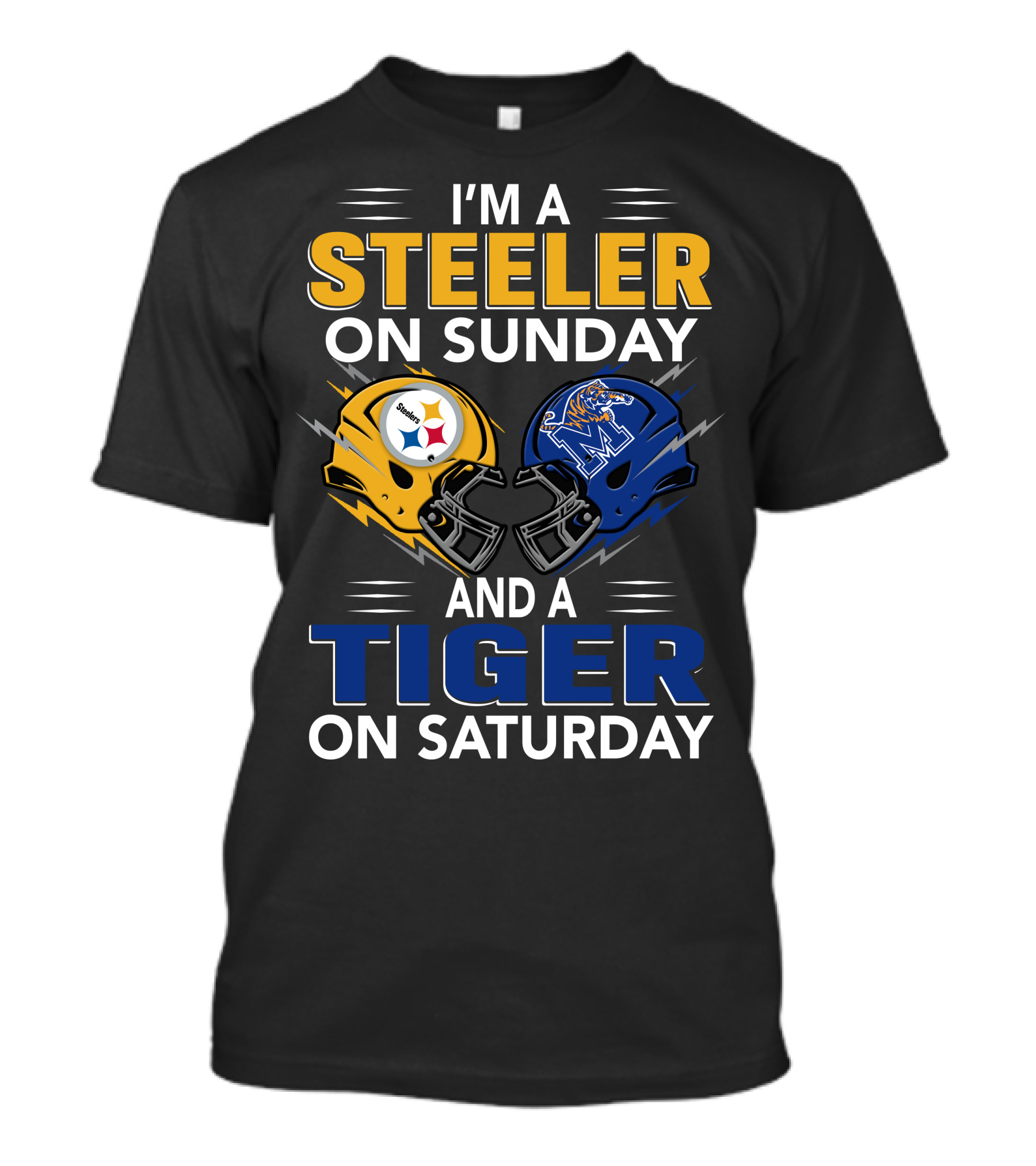 I'm A Steeler On Sunday And A Tiger On Saturday Football Helmets T-Shirt