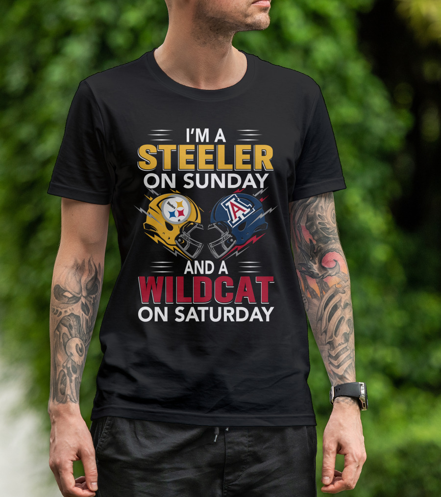 I'm A Steeler On Sunday And A Wildcat On Saturday Helmet Clash T-Shirt