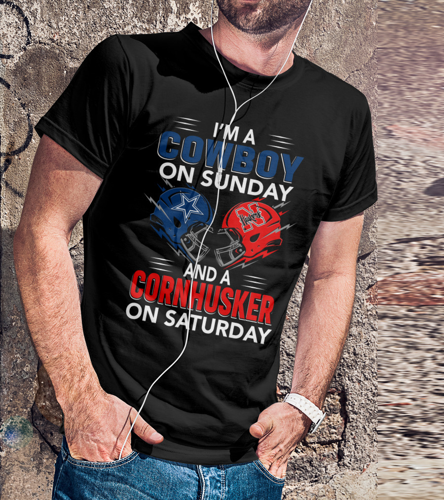 I'm A Cowboy On Sunday And A Cornhusker On Saturday Helmet Clash T-Shirt