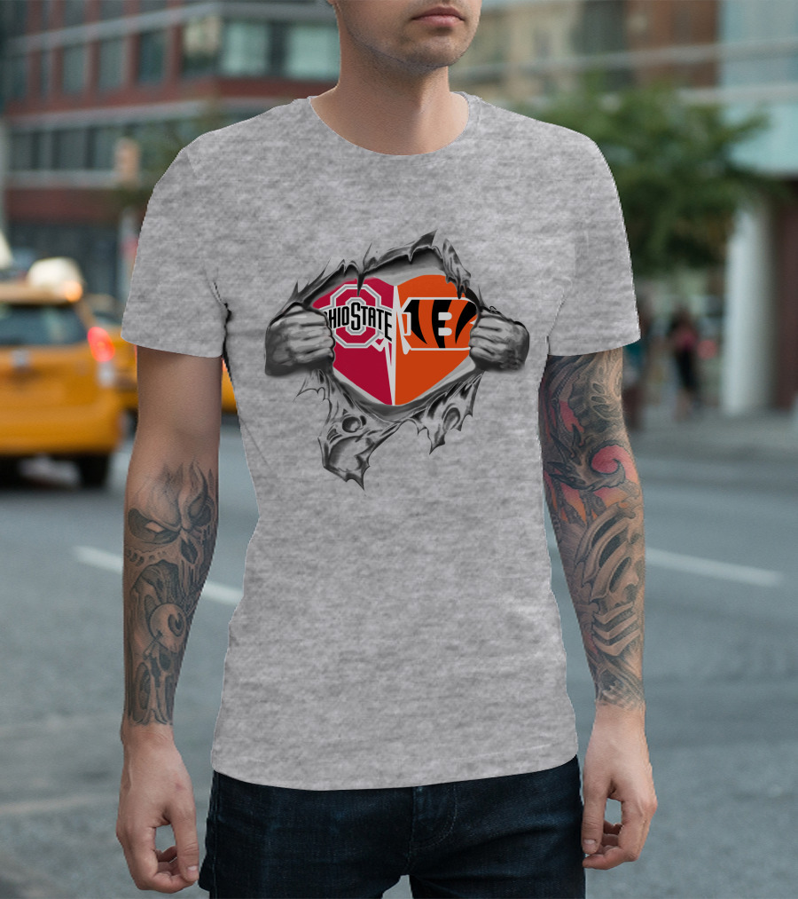 Ohio State Buckeyes Cincinnati Bengals Heart T-Shirt
