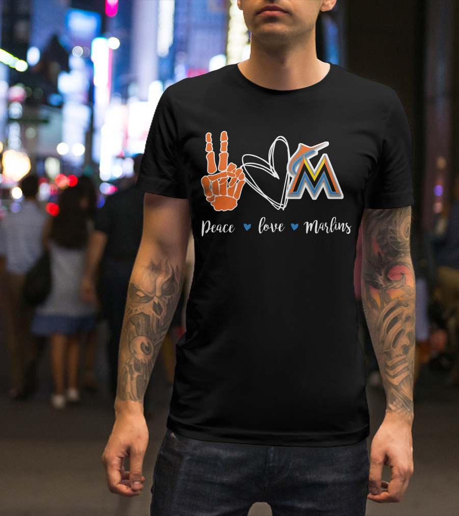Peace Love Miami Marlins T-Shirt