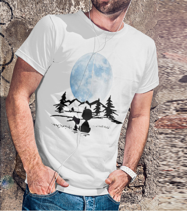 Snoopy And Charlie Brown Camping Under Full Moon T-Shirt