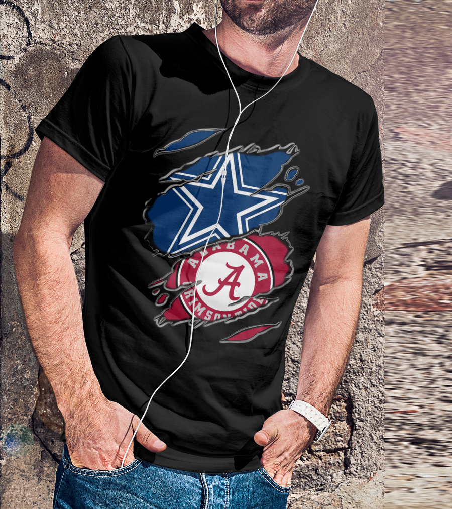 Dallas Cowboys Star Alabama Crimson Tide Crimson And White T-Shirt