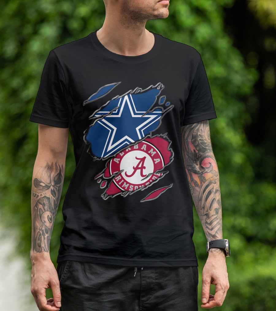 Dallas Cowboys Star Alabama Crimson Tide Crimson And White T-Shirt