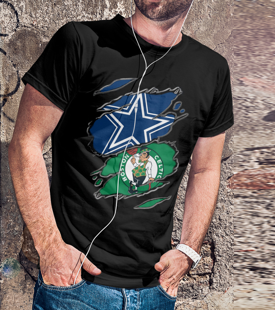 Dallas Cowboys And Boston Celtics Sports Fans Unite T-Shirt