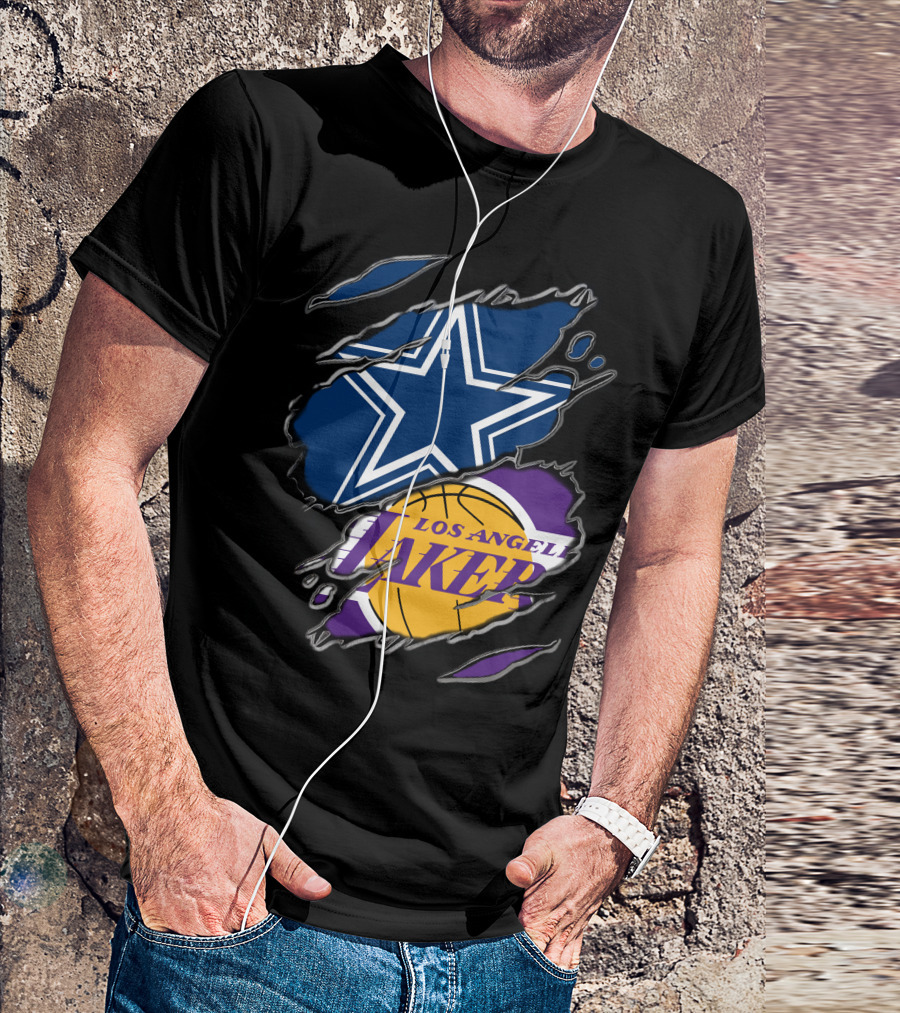 Dallas Cowboys Los Angeles Lakers Fan Crossover T-Shirt