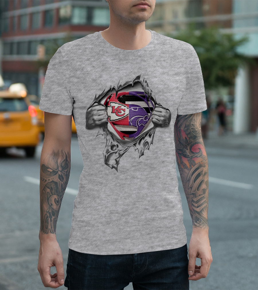 Kansas City Chiefs Wildcats Superman Logo Fusion T-Shirt