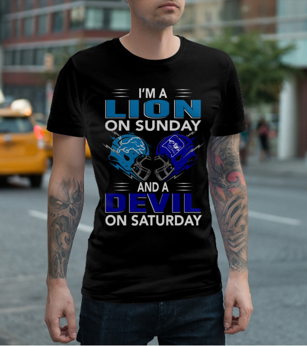 I'm A Lion On Sunday And A Devil On Saturday Football Helmets T-Shirt