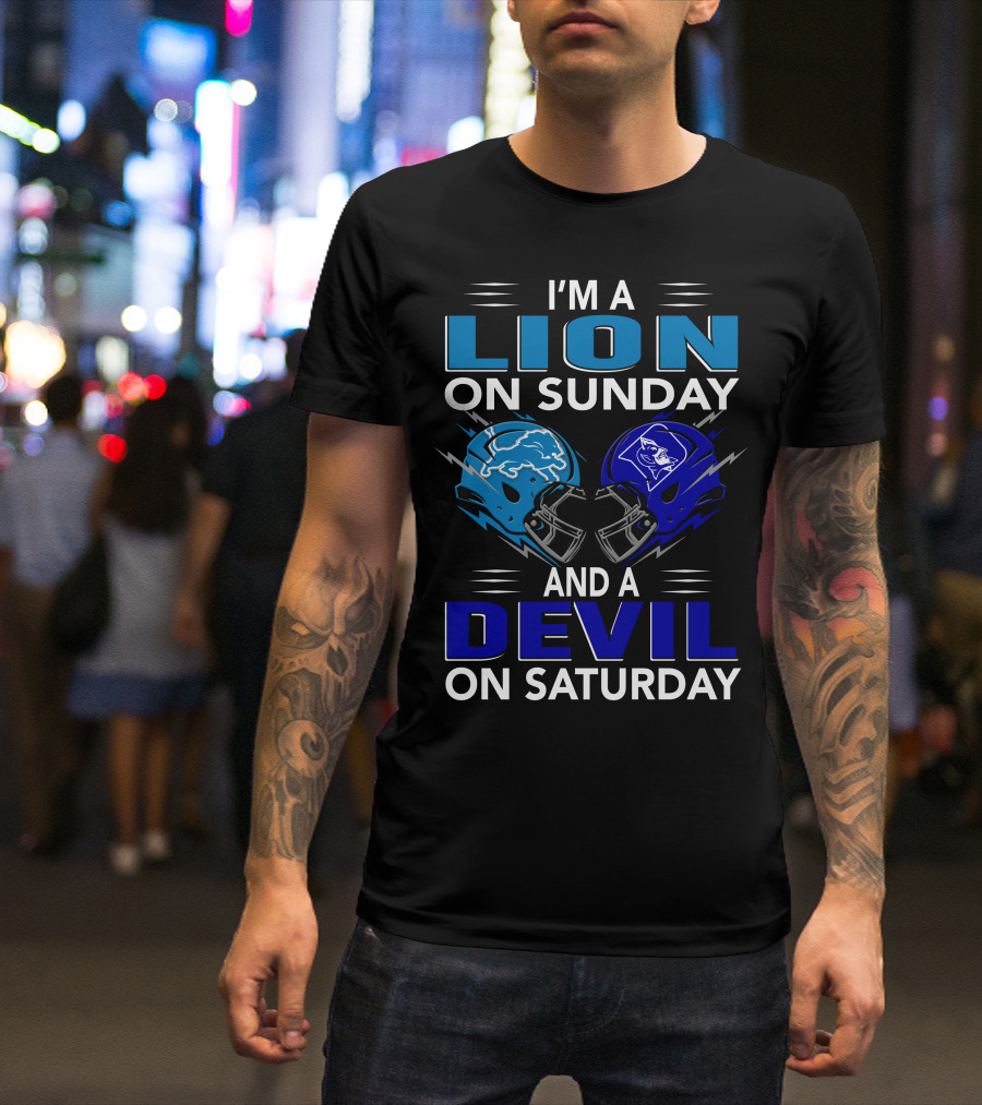 I'm A Lion On Sunday And A Devil On Saturday Football Helmets T-Shirt