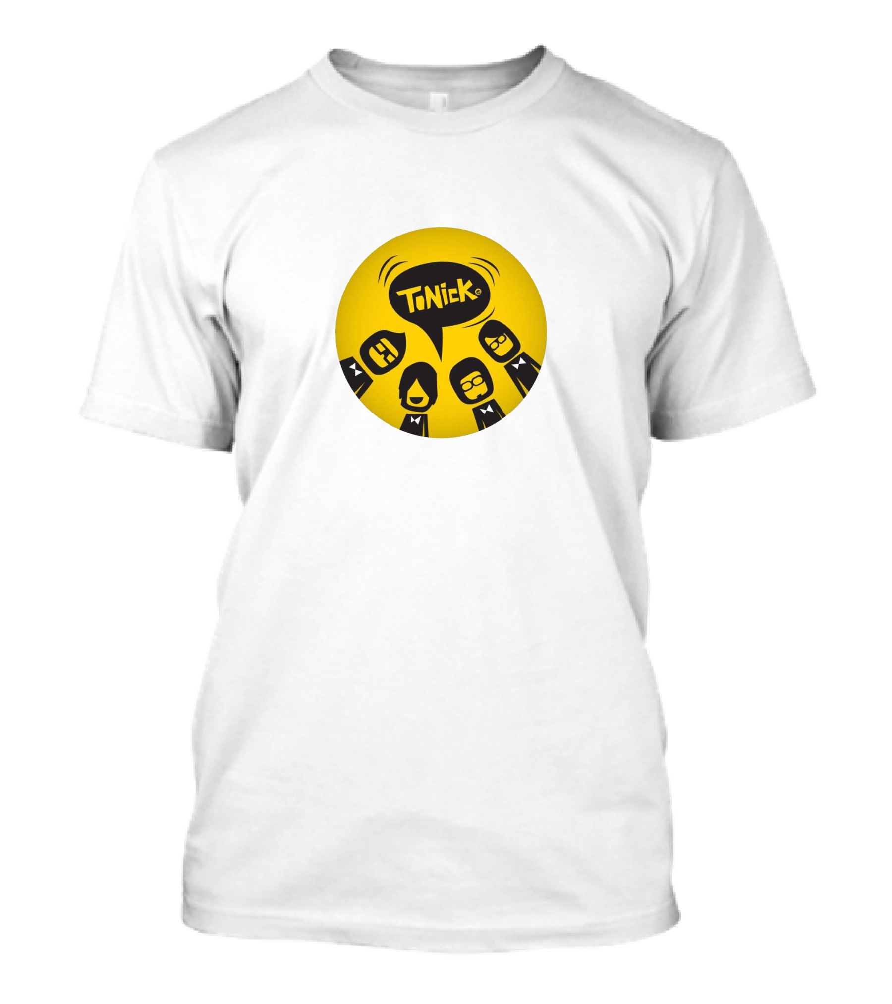 TONICK Yellow Circle With Cartoon Characters T-Shirt