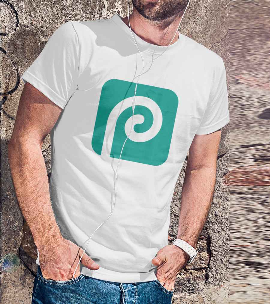 Photopea Logo Green Square Icon With White Curved P T-Shirt