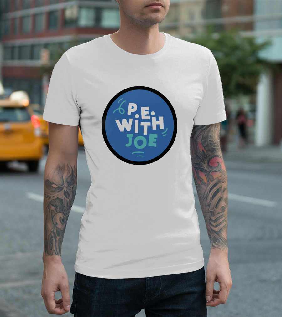 P.E. With Joe Fitness Icon Blue Circle T-Shirt