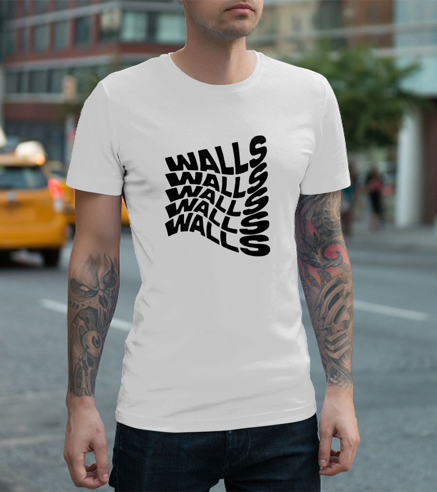 Wavy Black Walls Text Distortion T-Shirt