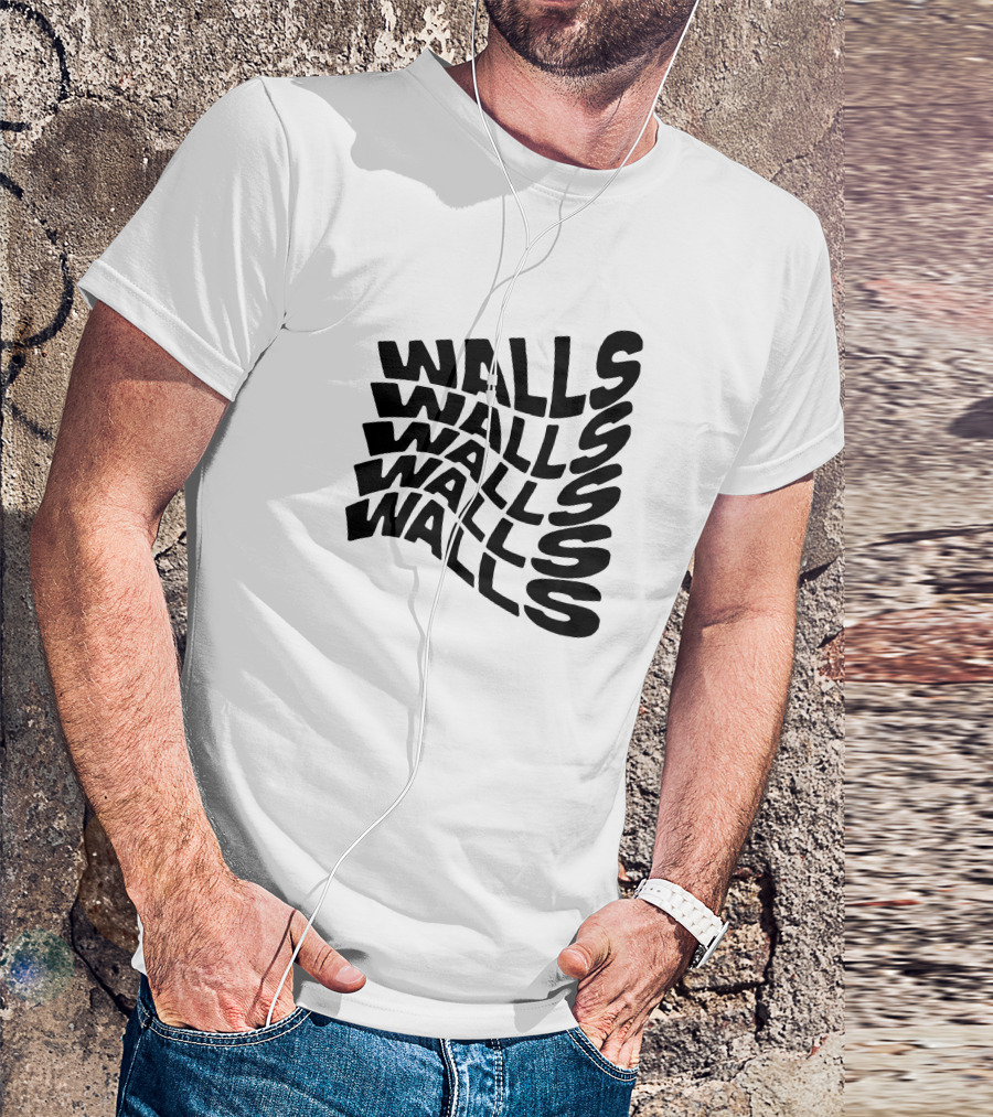 Wavy Black Walls Text Distortion T-Shirt