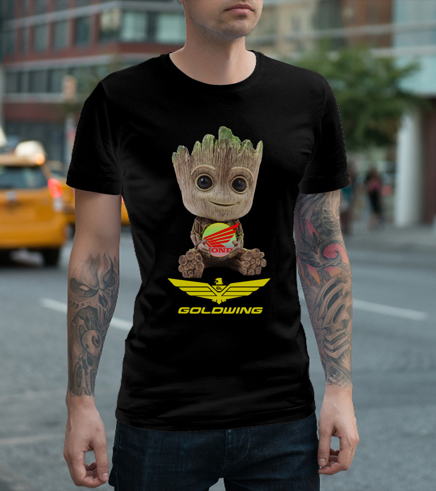 GOLDWING Honda Logo Tree Character Yellow Wings T-Shirt