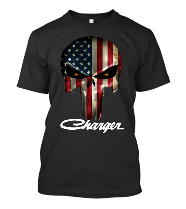 American Flag Punisher Skull Charger T-Shirt