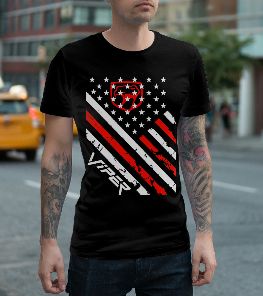 Dodge Viper American Flag Stripes And Stars T-Shirt