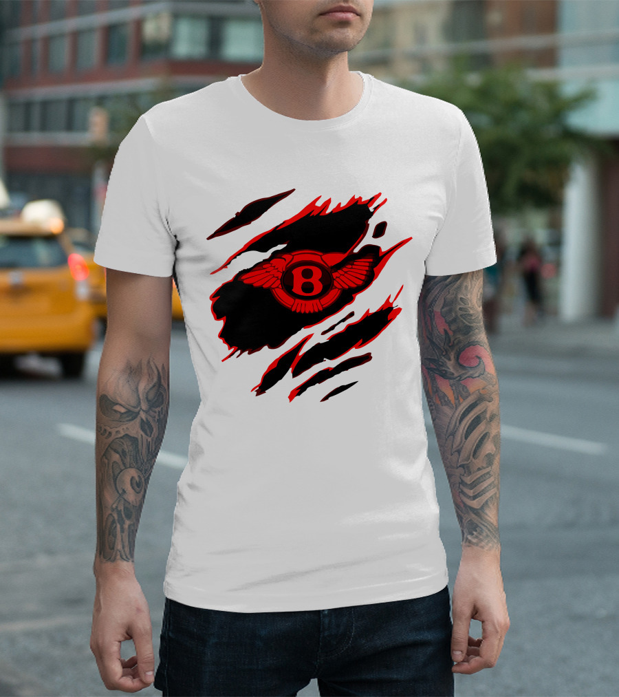 Bentley Red Winged Logo with Claw Marks T-Shirt