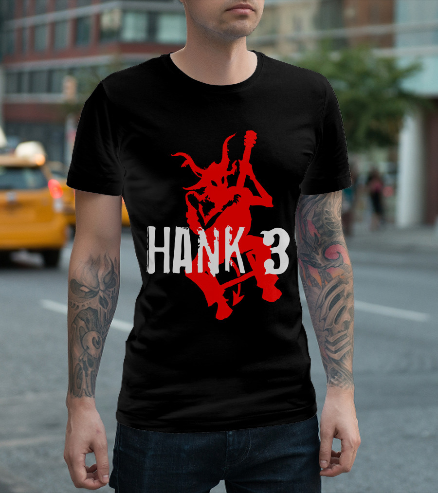 Hank 3 Red Devil Playing Guitar T-Shirt