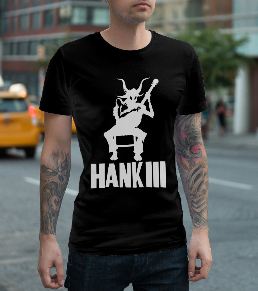 Hank III Goat Demon Playing Guitar T-Shirt