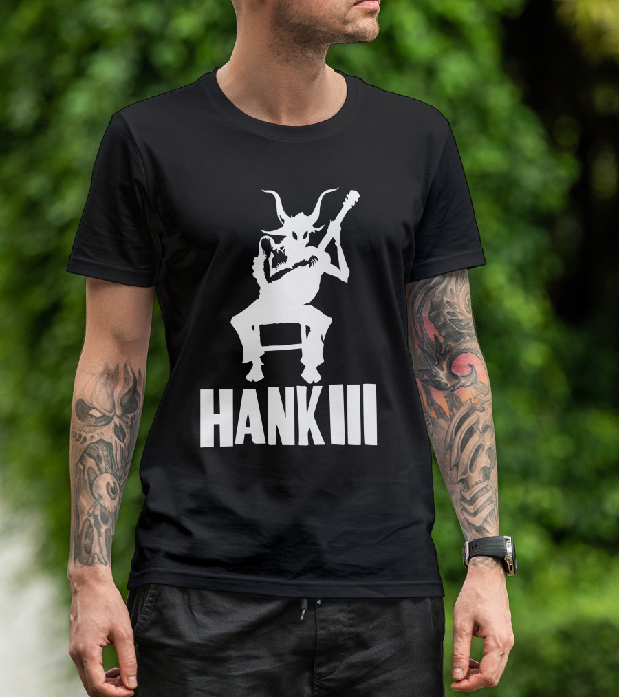 Hank III Goat Demon Playing Guitar T-Shirt