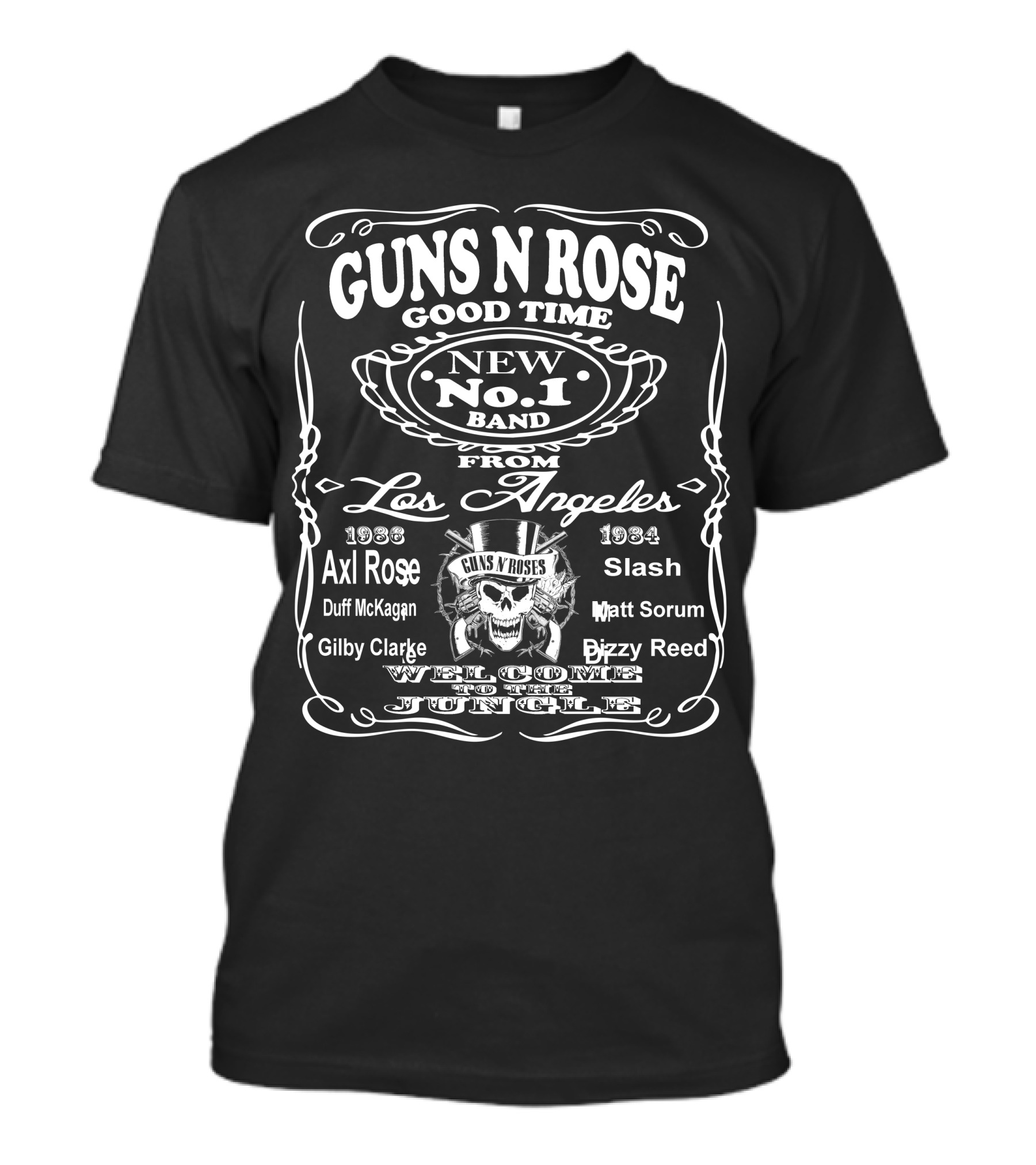 Guns N' Roses Good Time No. 1 Band Los Angeles Axl Rose Slash Welcome To The Jungle T-Shirt