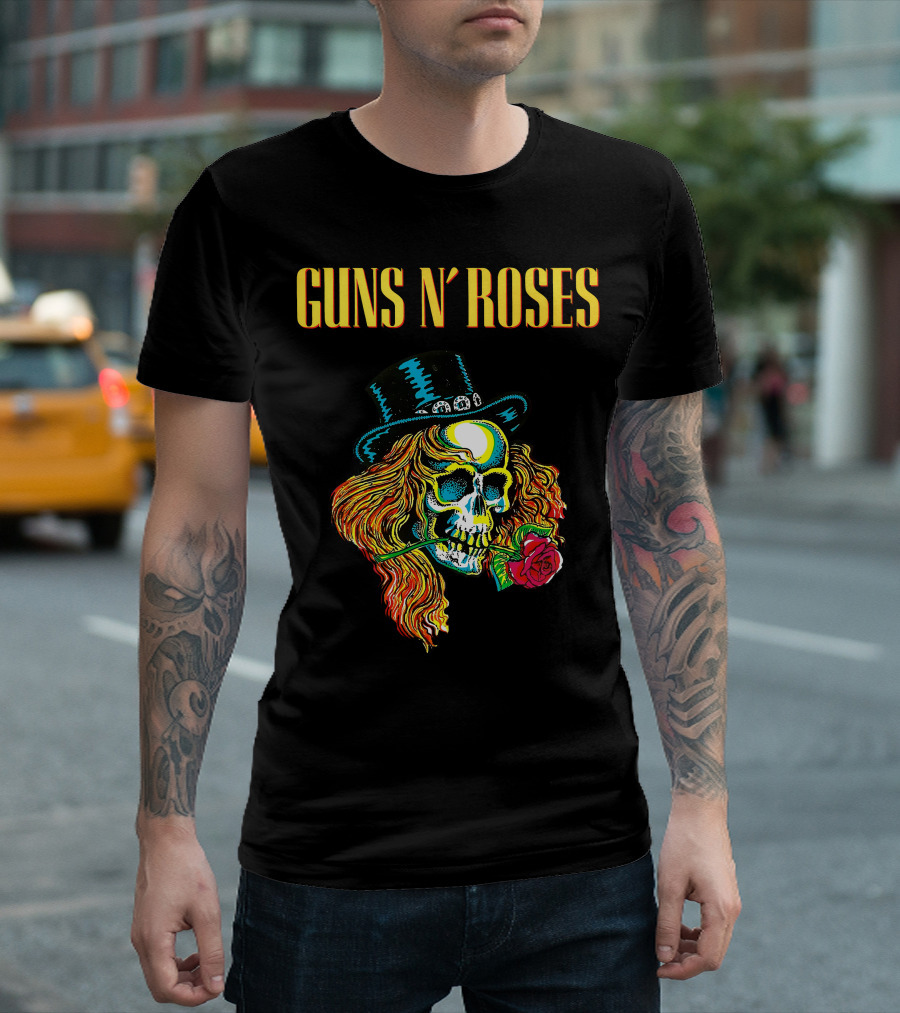 Guns N' Roses Skull with Hat and Rose T-Shirt
