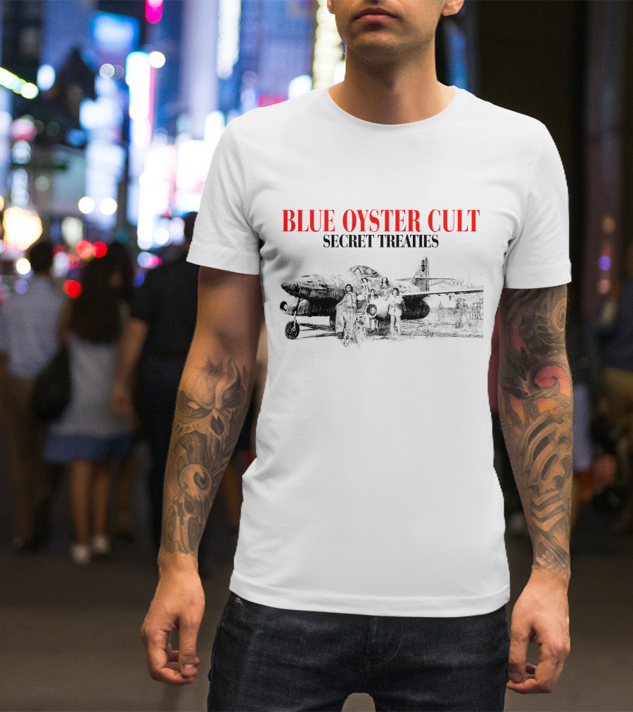 BLUE OYSTER CULT SECRET TREATIES Airplane Band Members Sketch T-Shirt