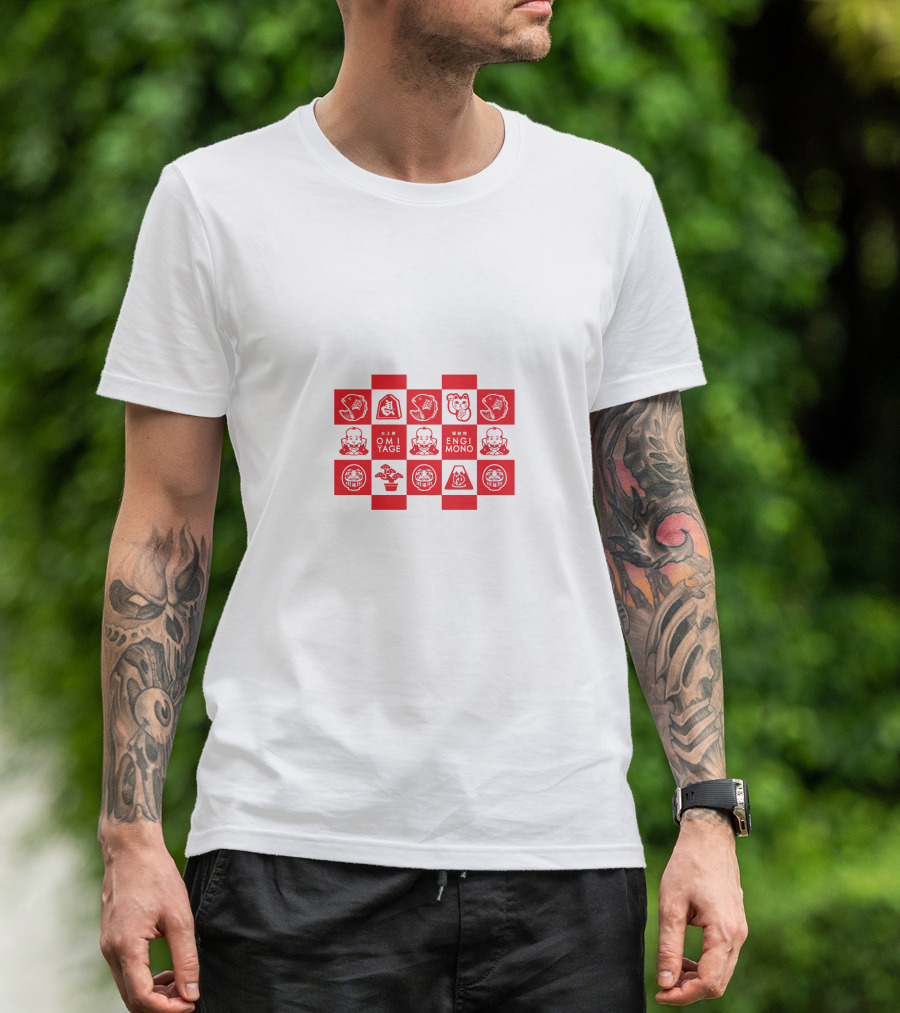 Uniqlo Omiyage Engimono Icons Red White Blocks T-Shirt